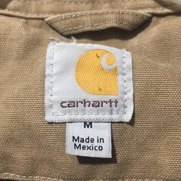 Carhartt Jacket Men M Khaki Cotton Fully Lined Zipped Cuffed Windbreaker Worker - Picture 3 of 11